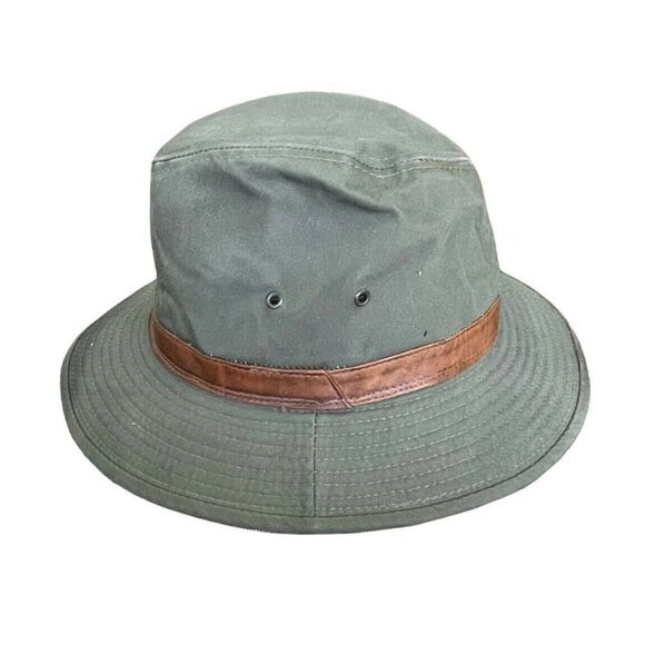 Vtg Mens Large Dorfman Pacific Green Outback Fedora Hat Leather Band Classic - Picture 4 of 5